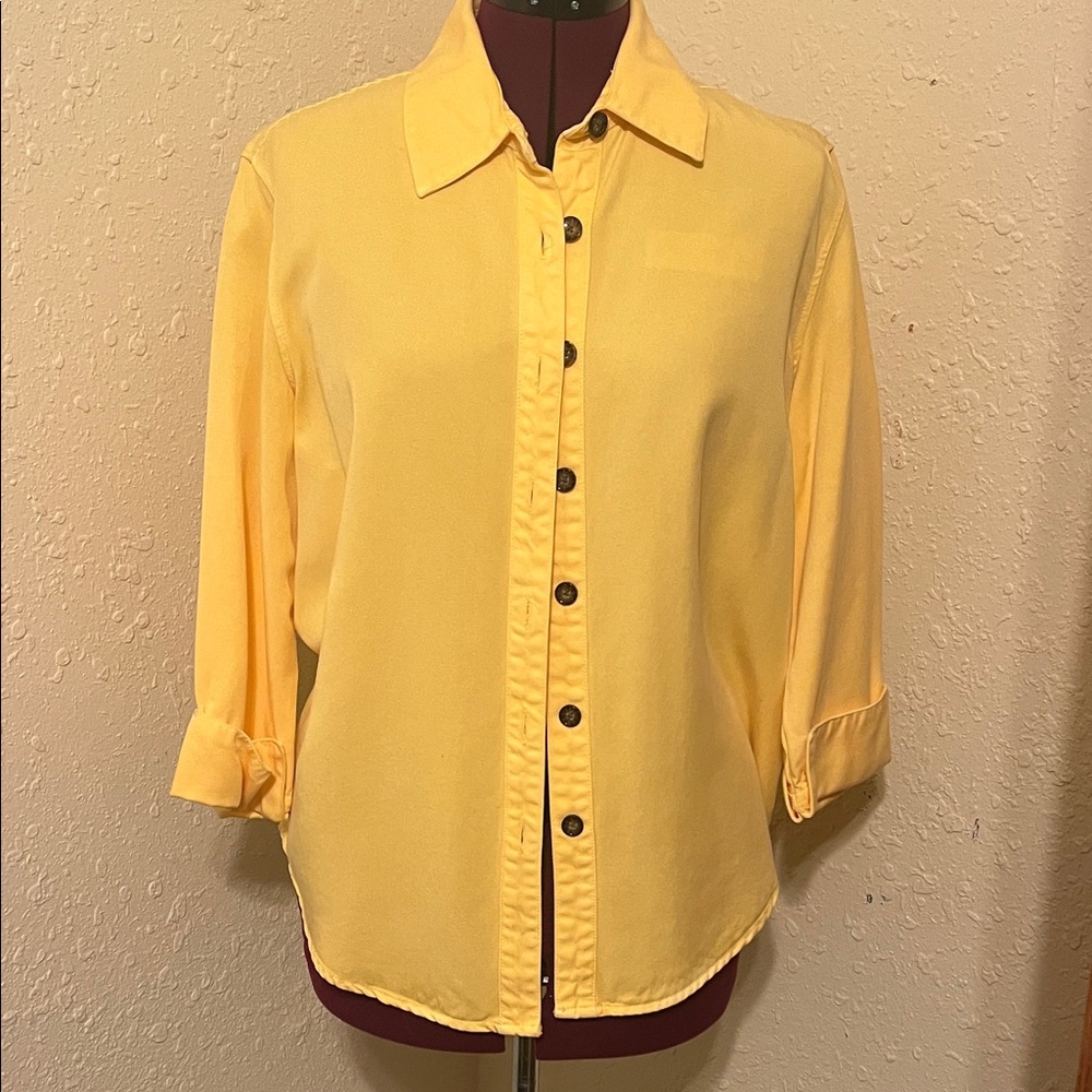 Pulp - Yellow Button-Front Blouse M (100% Tencel)